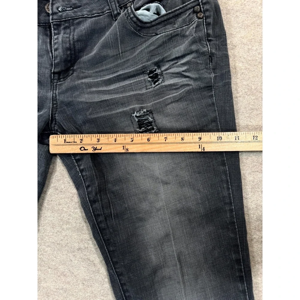 Sean John Jeans Mens 30 Gray Denim Logo Cotton Stretch Skinny Leg Distressed